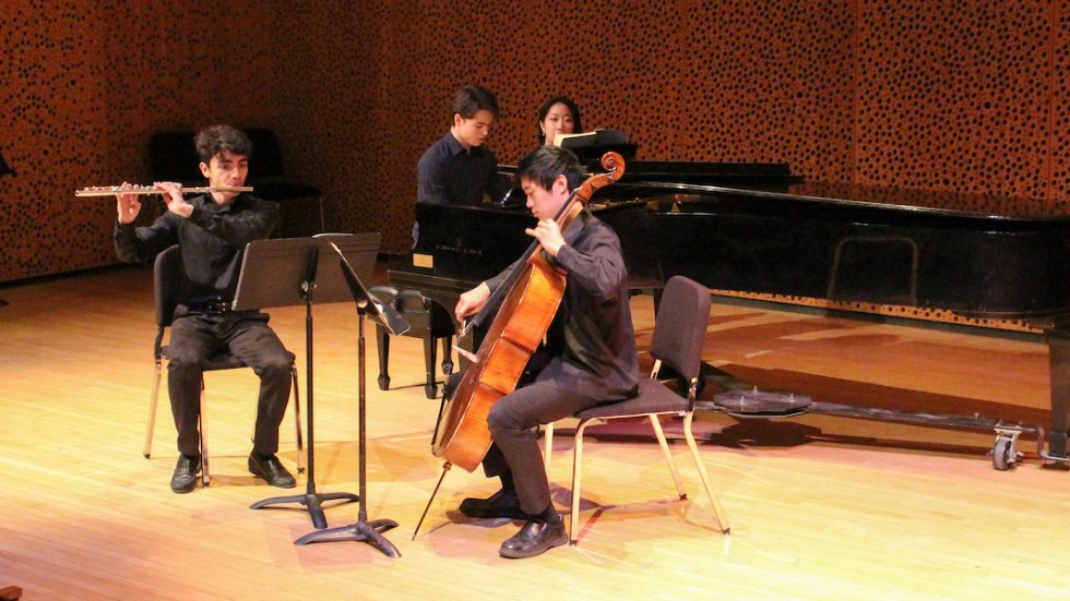 photo of a chamber music performance inside Grant Recital Hall